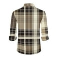 thumbnail image 4 of Dwelliawo Shirt for Men Plaid Flannel Shirt Casual Button Down Shirts Loose Vintage Shirt Autumn Tops with Pocket Light Brown M, 4 of 4