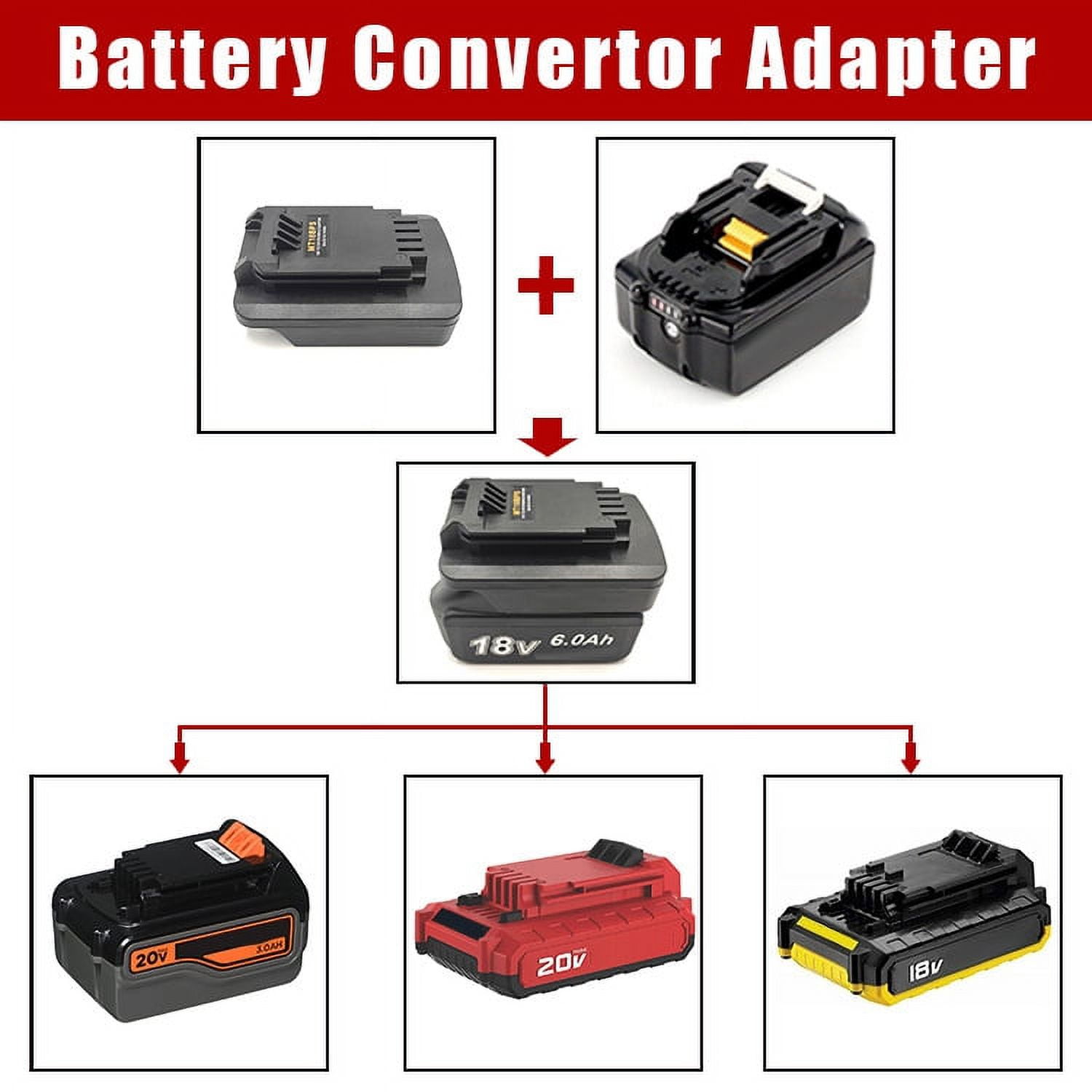 1x Adapter Fits Makita 18v LXT Li-Ion Battery To Black and Decker