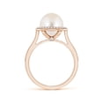 thumbnail image 2 of ANGARA Freshwater Cultured Pearl Halo Ring with Milgrain in 14K Rose Gold for Women | June Birthstone, Birthday, Anniversary, Jewelry Gift for Women | Pearl Ring, 2 of 5