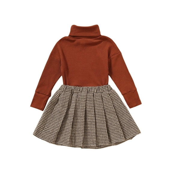 Douhoow Toddler Girl 2Pcs Autumn Clothes,Turtleneck Sweater Pleated Skirt 1-6T