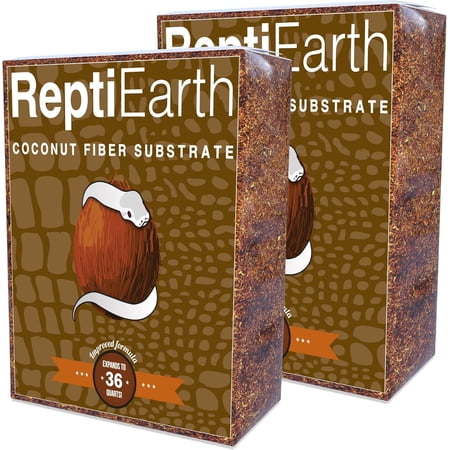 ReptiEarth Reptile Bedding, Fluffy Coconut Fiber Substrate 36 Quart Organic Coco Ready to Use for Bioactive Snake Terrarium, Lizard Tanks with Plants, for Frog, Tarantula or Hermit Crab Habitat (2 Pk)