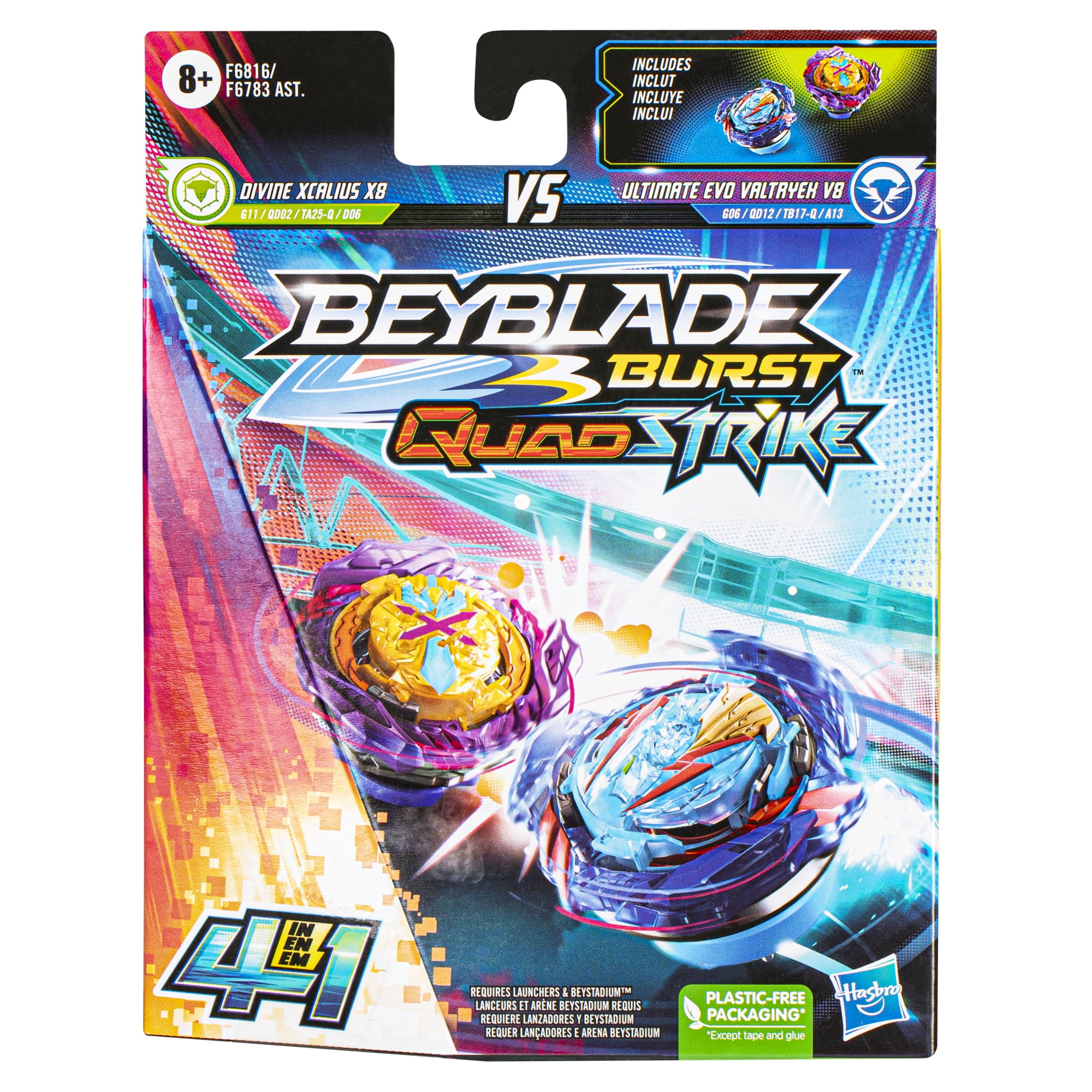 Kit 2 Beyblade Burst Valtryek Vs Spryzen + 4 Lançadores Ganhe