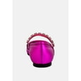 thumbnail image 5 of ALVERNO Metallic Diamante Mary Jane Leather Flats In Fuchsia, 5 of 6