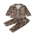 thumbnail image 1 of Toddler Baby Boy Girl Leopard Pajamas Button-Down Collar Top Short/Long Elastic Pants Sleepwears Nightgown Set, 1 of 6
