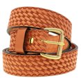 thumbnail image 2 of 1 1/2 Tan English Bridle Leather Belt Embossed Basket Weave Nickel-Free, 2 of 4