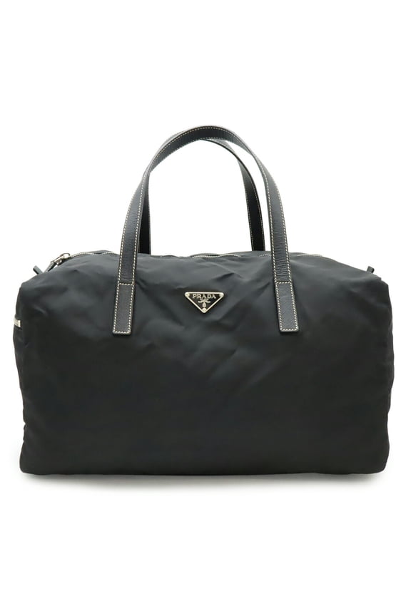 Pre-Owned PRADA Prada handbag shoulder bag tote nylon leather NERO black (Fair)