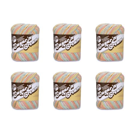 Lily Sugar'N Cream Butter Cream Yarn - 6 Pack of 57g/2oz - Cotton - 4 Medium (Worsted) - 95 Yards - Knitting/Crochet