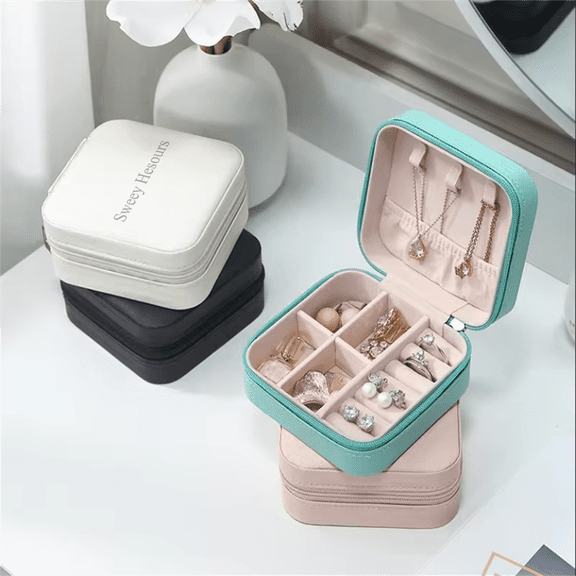 Sweey Hesours Hot Custom Pu Leather Portable Mini Jewelry Case Small Jewellery Organizer Storage Travel Jewelry Box