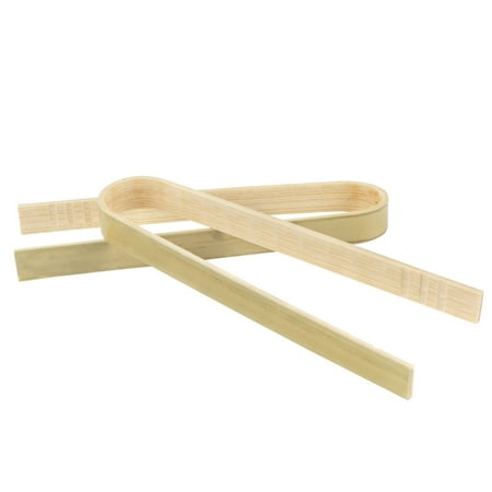 

BambooMN 3.9 Mini Bamboo Wood Disposable Tongs - Toast Tongs - 60 Pieces