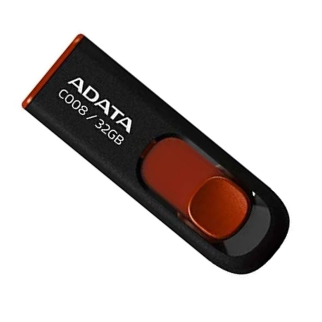 Adata C008 32GB USB 2.0 Retractable Scratchproof and Dirt-Repellent Flash Drive with Strap Hole (Red) Bundle with USB 3.0 to USB-C Adapter (50-Pack)