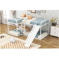 thumbnail image 4 of White Metal L-Shaped Bunk Bed with Slide, Full over Twin Bunk Bed with Ladder and Underbed Desk Space, Sturdy Frame for Home, Dorm, Apartment, 4 of 10