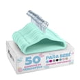 thumbnail image 1 of MAGMALIFE 50 Ganchos de Terciopelo para Ropa de Bebe, Gancho Plateado Giratorio de 360 Grados, Adecuado para Todo Tipo de Ropa, Antideslizante, 29 cm de Largo (Menta), 1 of 6
