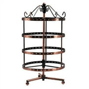 4 Tiers Earring Holder 360 Degree Rotating Jewelry Tower Table Top 92 Pairs Earrings Display Rack Spinning Ear ring organizer Necklace Hanger Stand Antique Copper