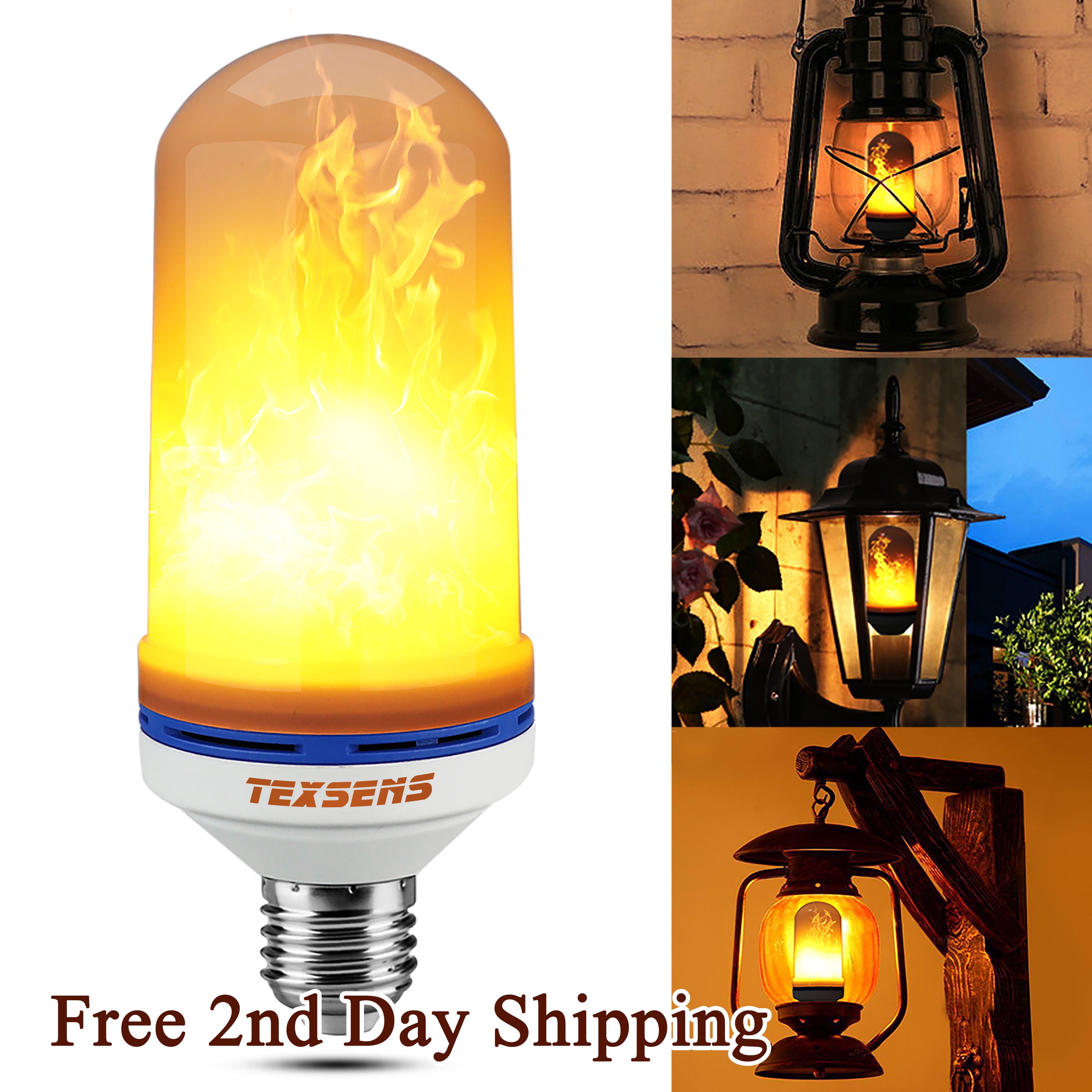 3 Pcs Munetoshi LED Fire Bulbs E26 4 Modes Upside Down Flame Effect Light Vintage Lamp Decor Christmas Gift Halloween