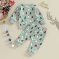 thumbnail image 3 of Okbabeha Christmas Outfit Toddler Baby Boy Girl Clothes 0 3 6 9 12 18 24Months 2t 3t Candy Cane Sweatshirt Top+Long Pants Set, 3 of 7