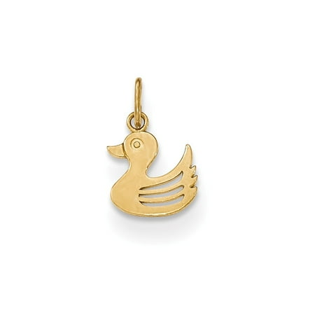 14k Yellow Gold Polished & Textured Duck Pendant