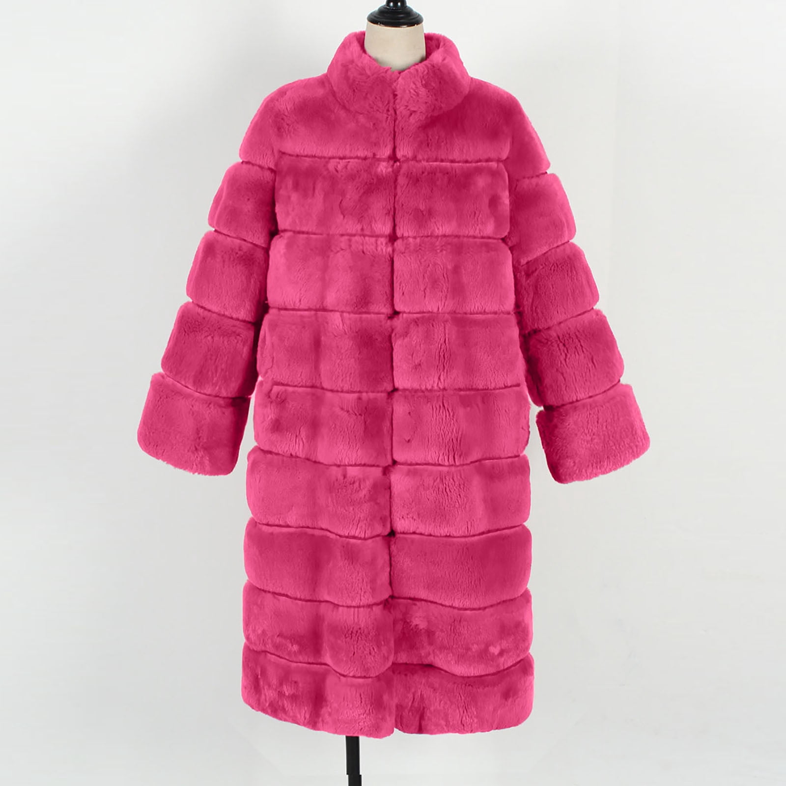 Meichang Women Winter Jacket Long Faux Fur Coat Open Front Long