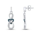 thumbnail image 2 of AFFY Round Cut White & Blue 0.25 Cttw Natural Diamond Heart Infinity Dangle Earrings In 14K White Gold Over Sterling Silver, 2 of 5
