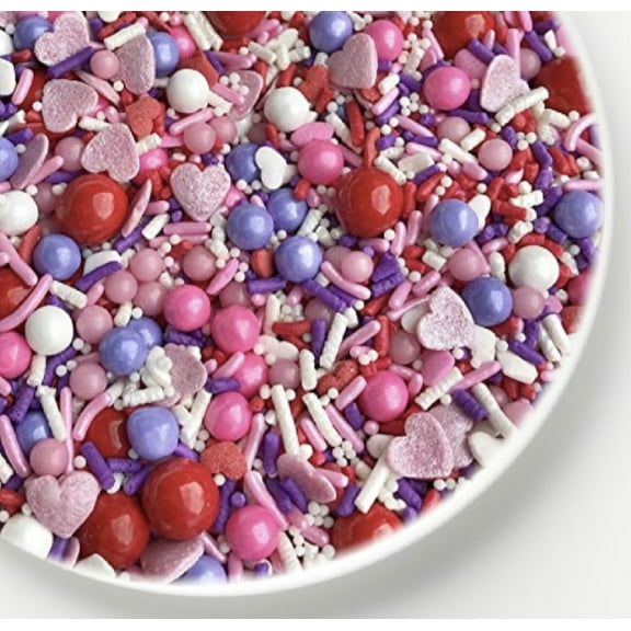 Sprinkle Sprinkles Heart Sprinkle Mix | Valentines Pink Red Purple White Sprinkles | 4 oz