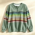 thumbnail image 7 of Enjoytime Sweatshirt for Women Striped Long Sleeve Half Button Pullover Tops Fall Fashion Casual Crew Neck Sweatshirts, 7 of 7