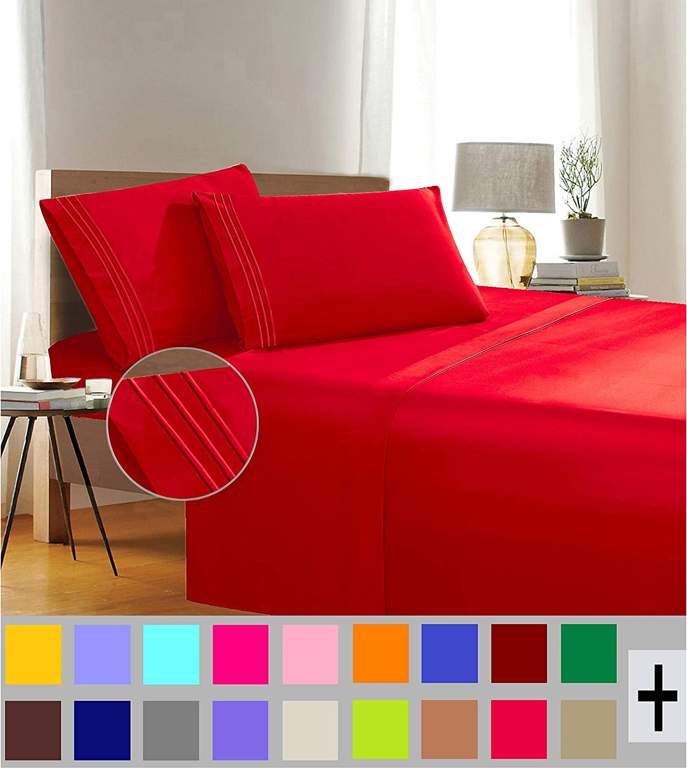 Red Microfiber Flat Sheet King 