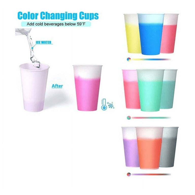 Plastic Kids Cups with Lids and Straws - 10 Pack 12 oz Reusable Tumbler  with Straw  Color Changing Cup with Lid Adults Bulk Travel Tumblers  Drinking Cups for Cold Coffee 