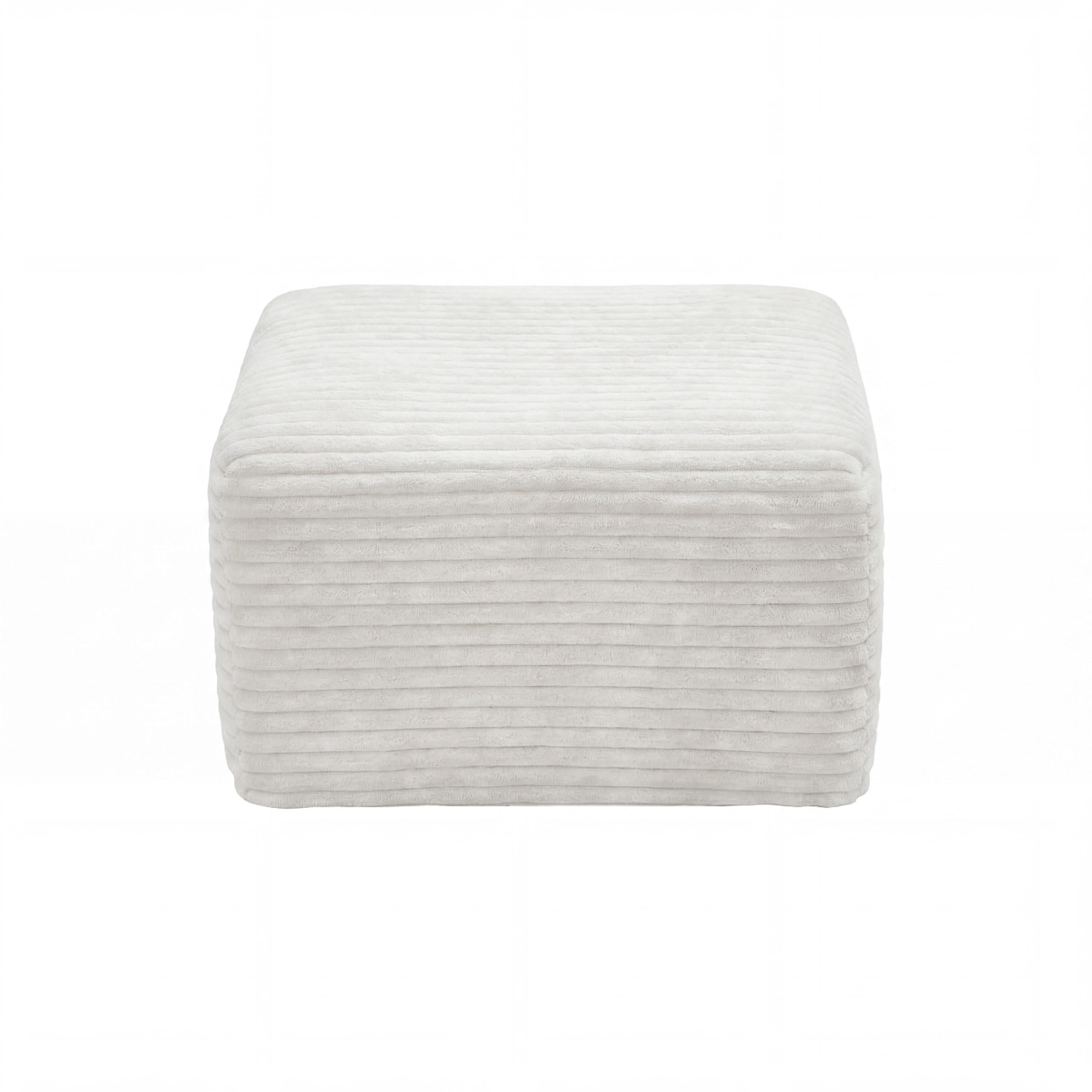 Plush Boneless Ottoman,Upholstered Cloud Couches Footrest Ottoman for Boneless Couch for Living Room, White