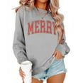 thumbnail image 5 of Women's Christmas Sequined Long Sleeve Shirt Christmas Sweater Patchwork Crew Neck Pullover Top, 5 of 8