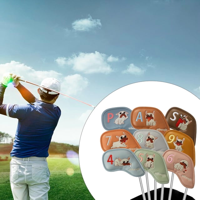 9 fundas para cabezas de hierro de golf de PU, accesorios creativos para principiantes Mezclar colores