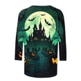thumbnail image 5 of Shihyeh Women Halloween Jackolantern Print Blouse V Neck 3/4 Sleeve Flare Sleeve Button Front Dressy Casual Top for Adult, 5 of 5
