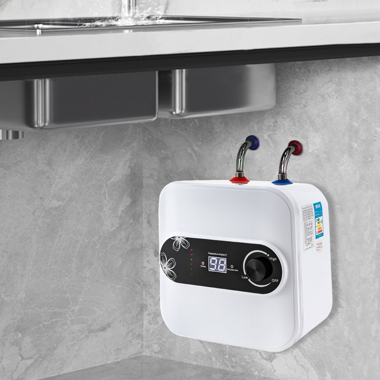 Electric Mini-Tank Water Heater, 110V 2.1 Gallons 1.5KW Storage type Hot water heater for Rv Trailer Bathroom Kitchen Under Sink Counter Cupboard 8L