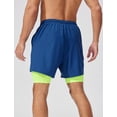 thumbnail image 3 of FEOYA Men's 2 in 1 Running Shorts Liner Male Quick Dry Athletic Shorts Breathable Gym Sweat Shorts Training Sports Basketball Shorts with Phone Pocket L Blue, 3 of 7