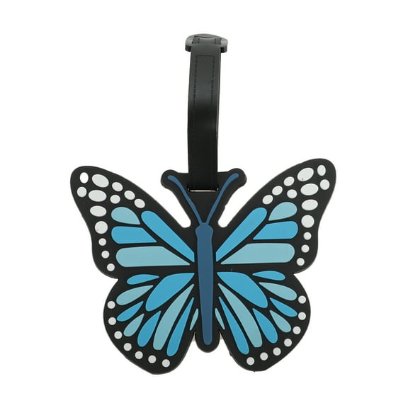 Unique Bargains 1 Pc Butterfly Luggage Tag for Travelling Blue Soft Rubber