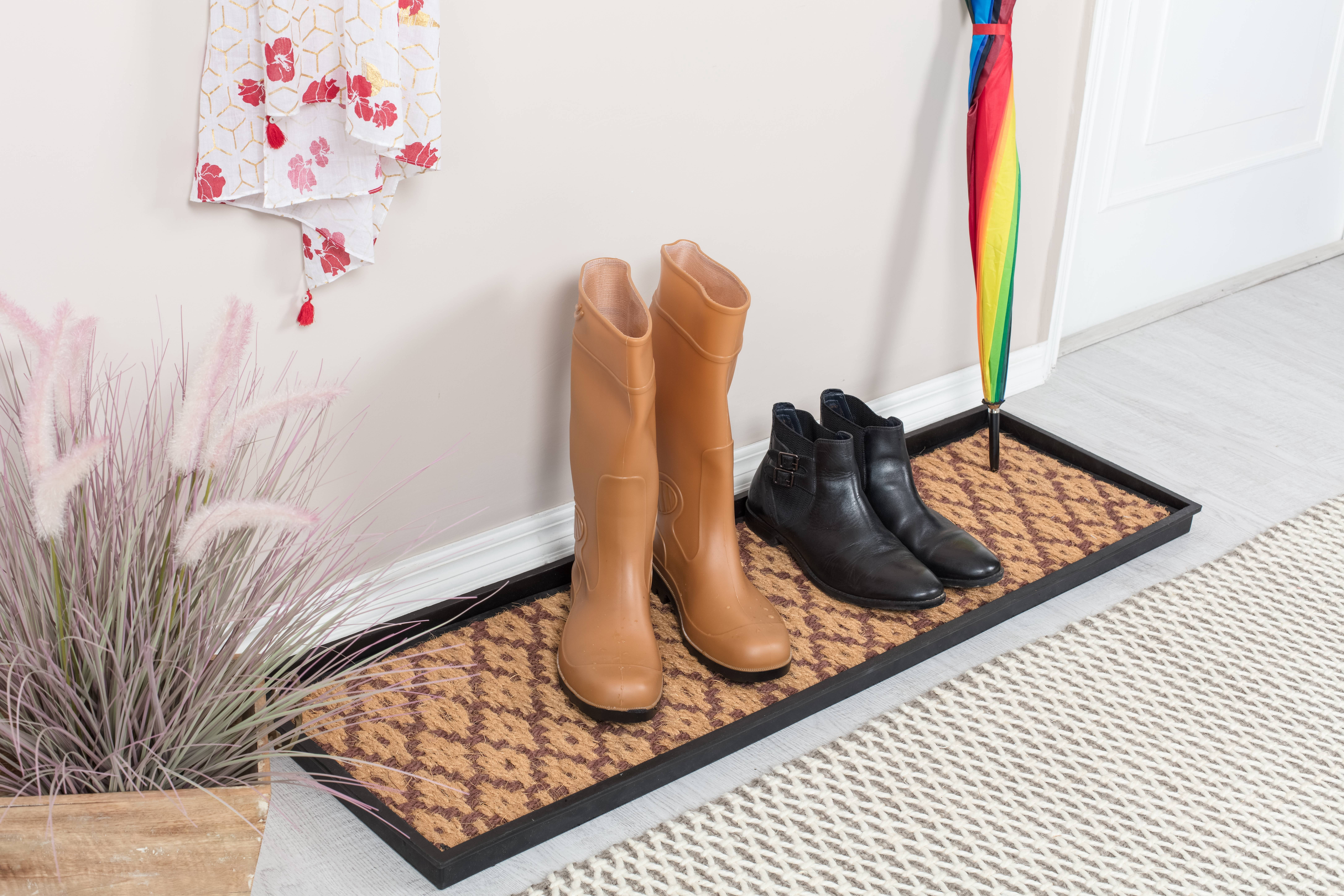 Natural & Recycled Rubber Boot Tray with Tan & Dark Brown Coir Insert