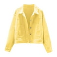 thumbnail image 3 of Uooqdmx Jean Jacket Women Denim Jacket for Women Fashion Denim Jacket Casual Solid Color Jacket Cardigan Button Cargo Coat Cropped Jacket Yellow 1 S, 3 of 3