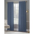 thumbnail image 4 of Navy Blue Geometric Sheer Curtains 108 Inch Length 2 Panels Set Window Treatments, Modern Pure Color Abstract Striped Rod Pocket Semi Curtains for Living Room/Bedroom/Kitchen Décor, 104"W x 108"L, 4 of 7