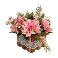 thumbnail image 2 of ToyKingdee Flower Arrangement Artificial Flowers in Pot - Fake Flowers Roses Peonies Hydrangeas in Wooden Vase Potted Artificial Flower Centerpieces for Table Decor, 2 of 6