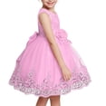 thumbnail image 3 of Juslio Dresses for Girls Summer New Sleeveless Ruffled Lace Round-Neck Embroidery Mesh Princess Bow Skirt Pink 11 Years, 3 of 5