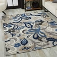 thumbnail image 4 of 8â€™ Round Blue Gray Jacobean Floral Indoor Outdoor Area Rug, 4 of 9