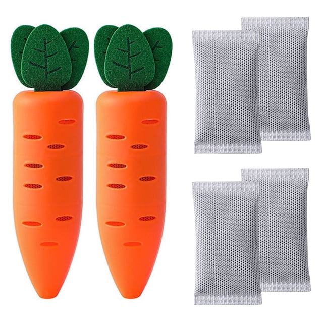 2 Set Refrigerator Deodorant Carrot Modeling Detachable Eco-friendly Air Purify PP Adhesive Freezer Fridge Deodorizer Container Kitchen Supplies