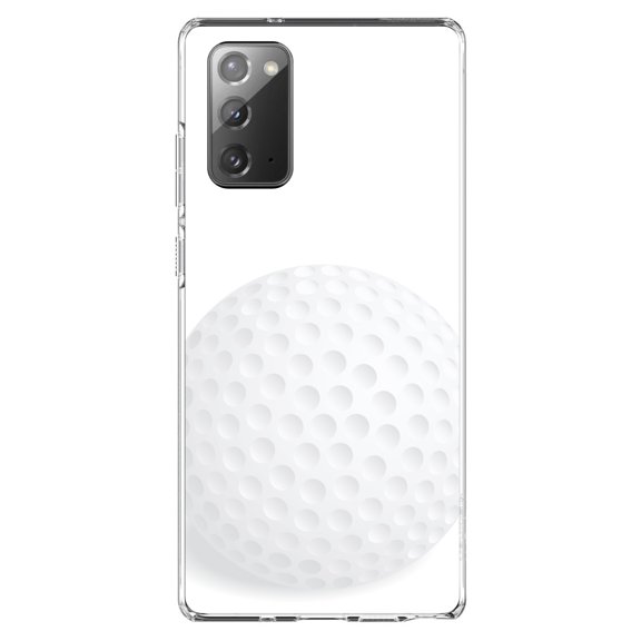 DistinctInk Clear Shockproof Hybrid Case for Galaxy Note 20 ULTRA (6.9" Screen) - TPU Bumper, Acrylic Back, Tempered Glass Screen Protector - White Golf Ball