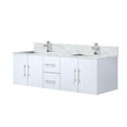 thumbnail image 3 of Glossy White Vanity 60 In. W X 22 D, Quartz Top, Faucet - Two Compartments And Drawers For An Organized Bathroom Bath 60" 22", Included Spacious With Soft Close Feature, 3 of 4