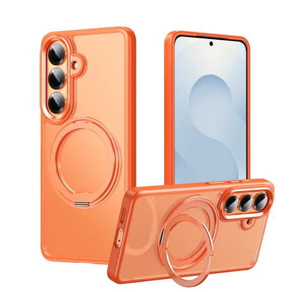 for Samsung Galaxy S26 Case, with 360° Rotatable Magnetic Ring Kickstand [Compatible with Magsafe] [Military-Grade Protection] Shockproof Phone Case for Women Men for S26, Orange