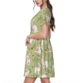 thumbnail image 2 of Logiee Cute Rabbit And Flower Print Womens Summer Dress,Casual Short Sleeve Sundresses,Beach A-line Shift Dress with Pockets, 2 of 6