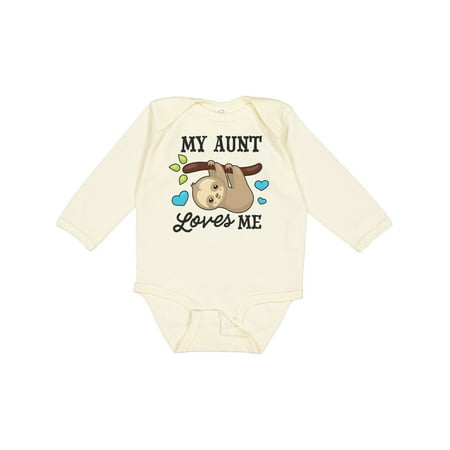 

Inktastic My Aunt Loves Me with Sloth and Hearts Gift Baby Boy or Baby Girl Long Sleeve Bodysuit