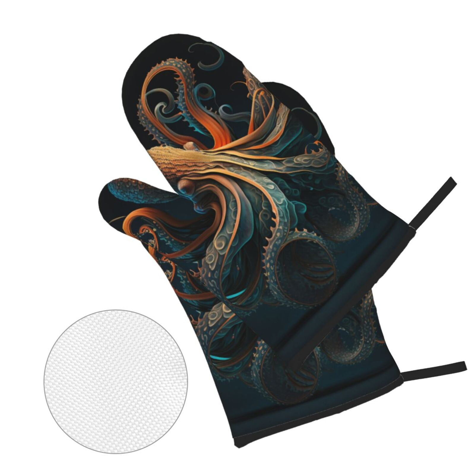 Octopus Twisted Tentacles Art 4Pcs Oven Mitts and Pot Holders Sets Oven Kitchen Gloves Hot Pads for Cooking BBQ Baking Grilling