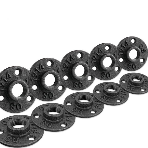 1/2"" Floor Flange Home TZH Malleable iron Pipe Fittings for Industrial vintage style Flanges with Threaded Hole for DIY Project/Furniture/Shelving Decoration (10 Pack)