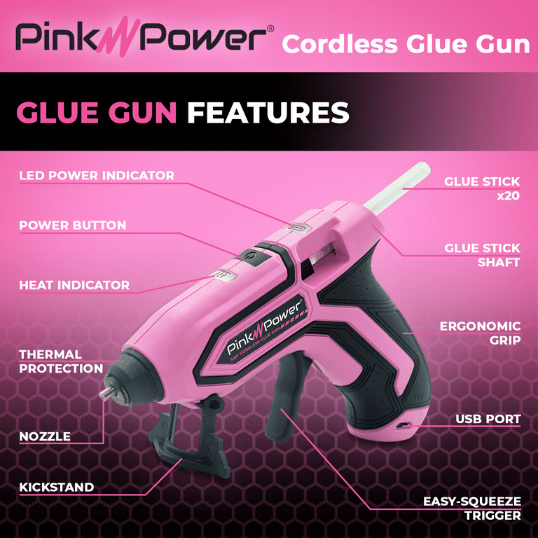 Glue Gun, Hendoct Cordless Glue Gun USB Rechargeable Fast Preheating Hot  Glue Gun, Wireless Mini Hot Glue Gun Kit with 30pcs Hot Glue Sticks & 3