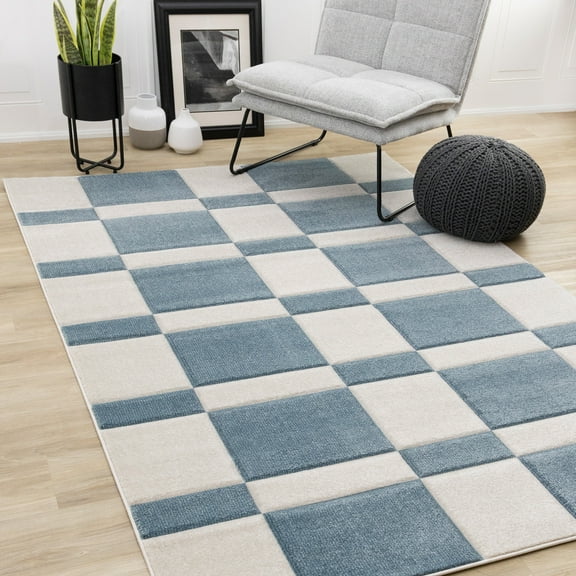 Rug Branch Art Geometric, Stripes Blue Indoor Area Rug - 5' x 8'