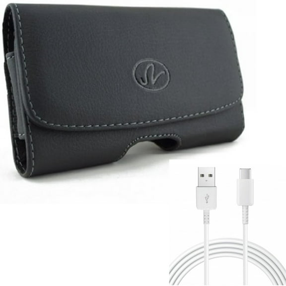 For Galaxy A54 /A53 /A33 5G - Case Belt Clip w 10ft USB-C Cable, Leather Swivel Holster, Type-C Charger Cord Power for Samsung Galaxy A54 /A53 /A33 5G